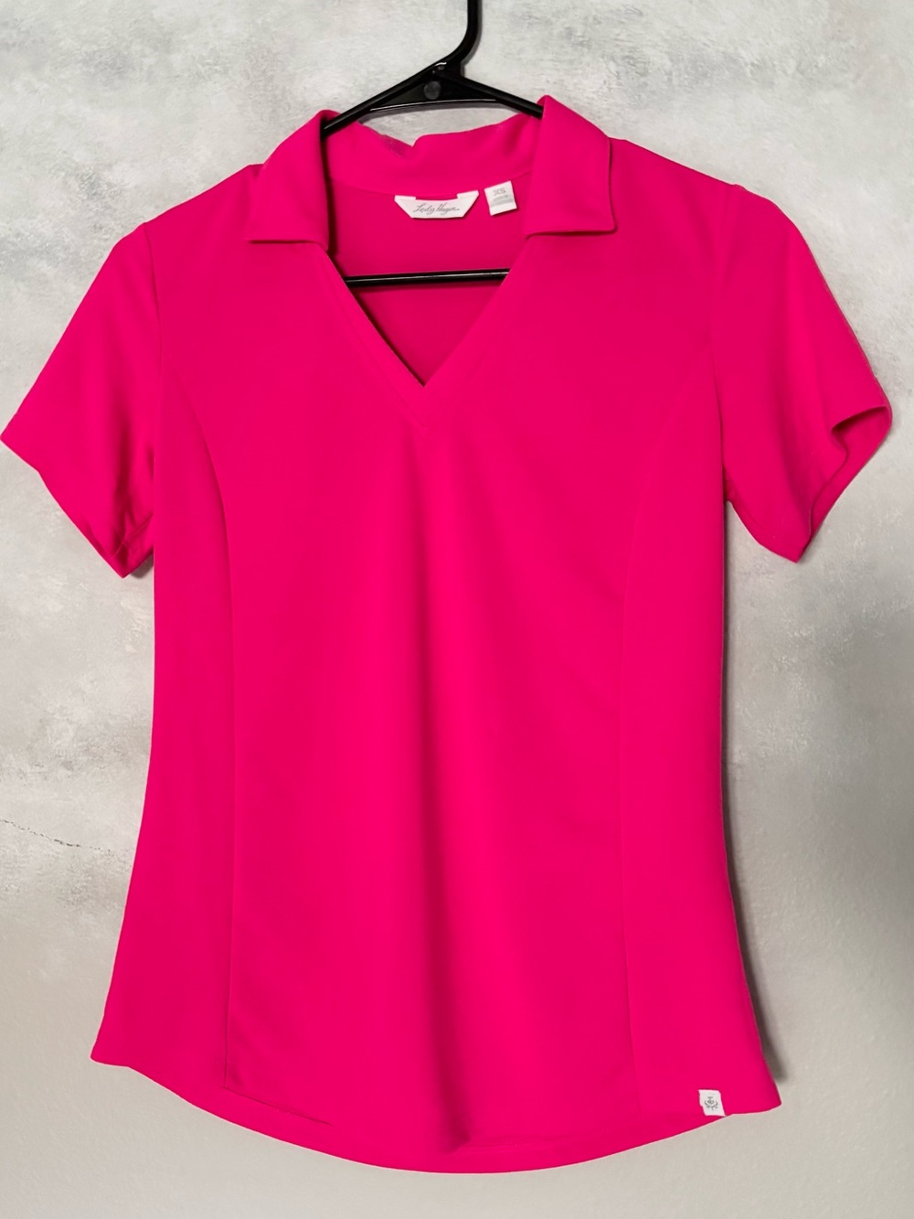 Lady Hagen Short Sleeve V-Neck Polo Bright Pink XS Golf Tennis Pickleball Top